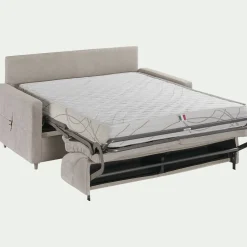 Canapé 3 places convertible en tissu Stella densité 25kg/m3 - beige roucas