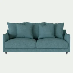Canapé 3 places convertible en tissu - bleu niolon