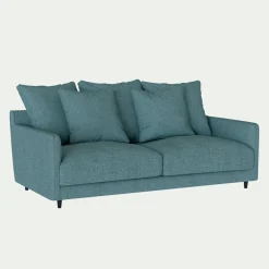 Canapé 3 places convertible en tissu - bleu niolon