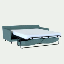 Canapé 3 places convertible en tissu - bleu niolon