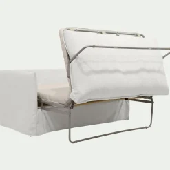 Canapé 2 places convertible en tissu wind - blanc écru