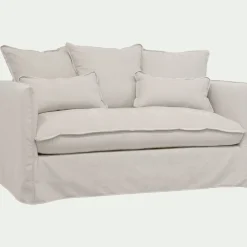 Canapé 2 places convertible en tissu wind - beige alpilles
