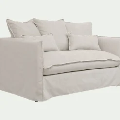 Canapé 2 places convertible en tissu wind - beige alpilles