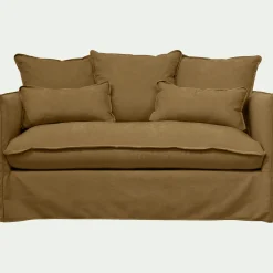 Canapé 2 places convertible en tissu wind - bronze