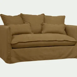 Canapé 2 places convertible en tissu wind - bronze
