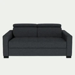Canapé 2 places convertible en tissu pop avec accoudoirs 15cm - gris anthracite
