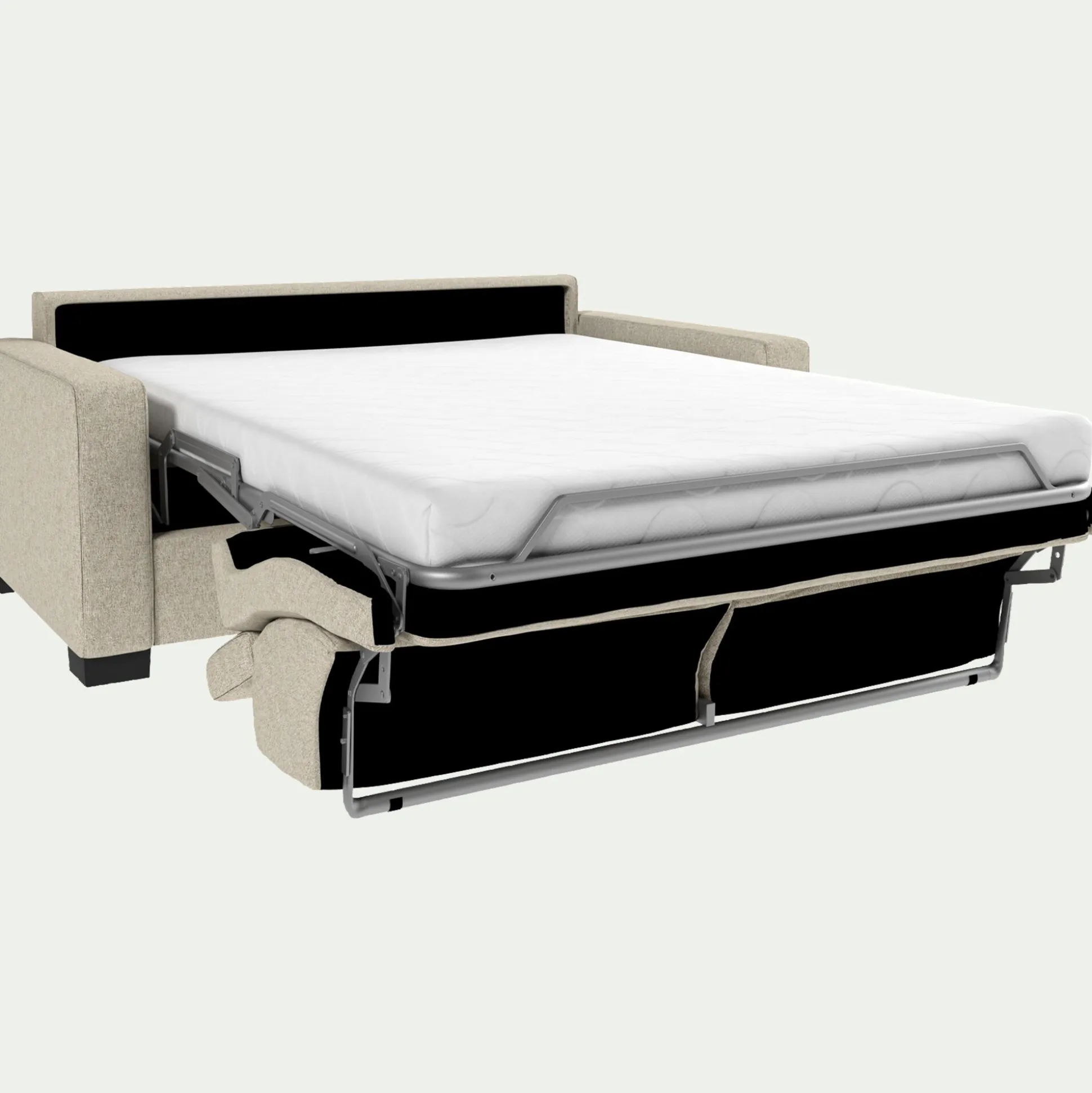 Canapé 2 places convertible en tissus pop avec accoudoirs 15cm - beige