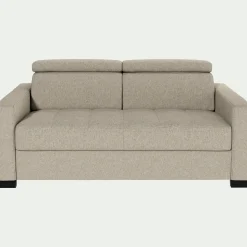 Canapé 2 places convertible en tissus pop avec accoudoirs 15cm - beige