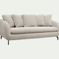 Canapé 3 places convertible en tissu tramé - beige roucas
