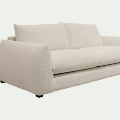 Canapé 3 places convertible en tissu Raven - blanc écru