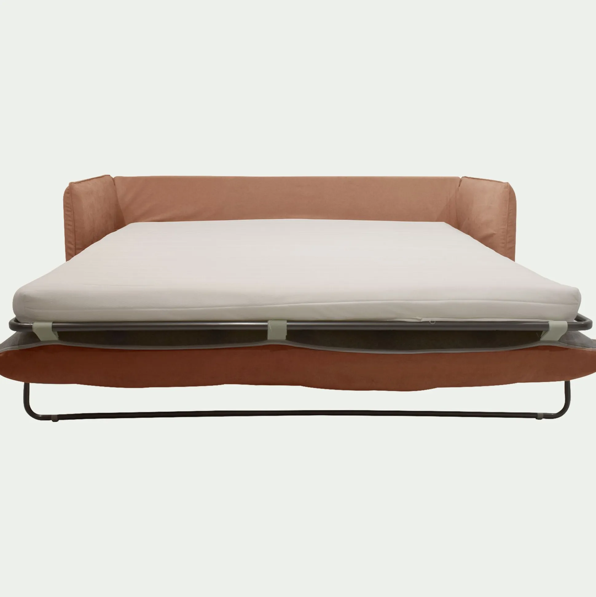 Canapé 3 places convertible en tissu wind - terracotta
