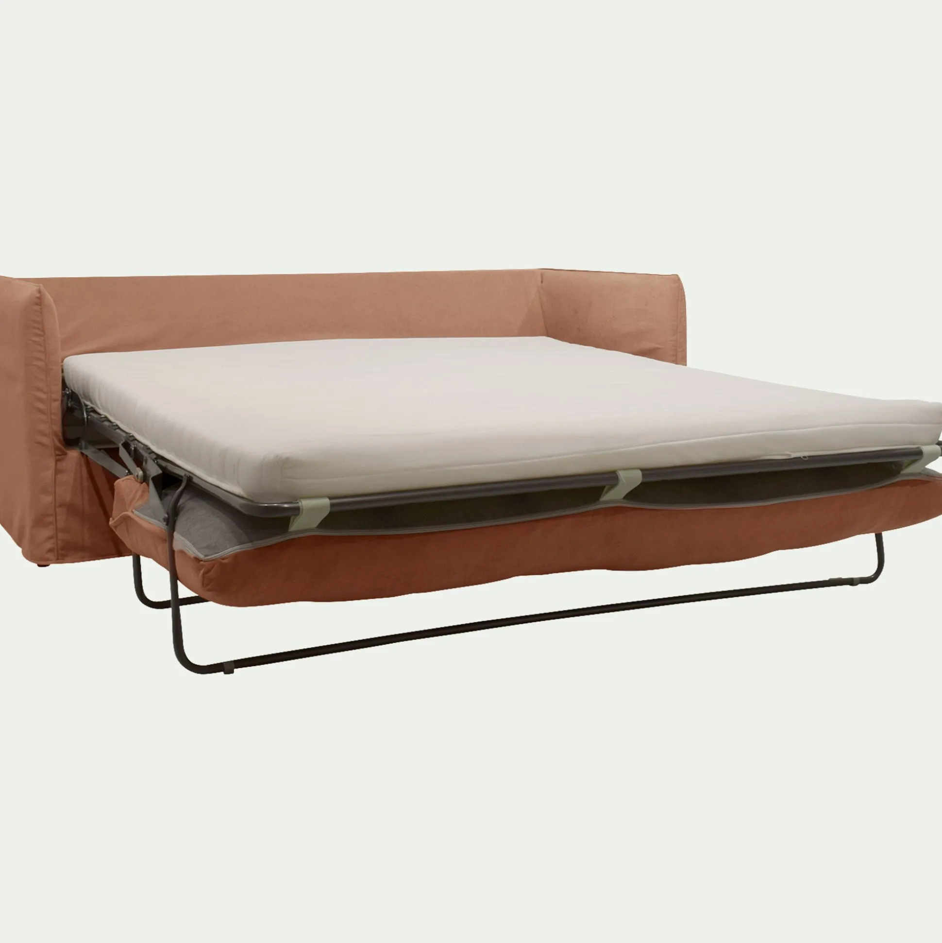 Canapé 3 places convertible en tissu wind - terracotta