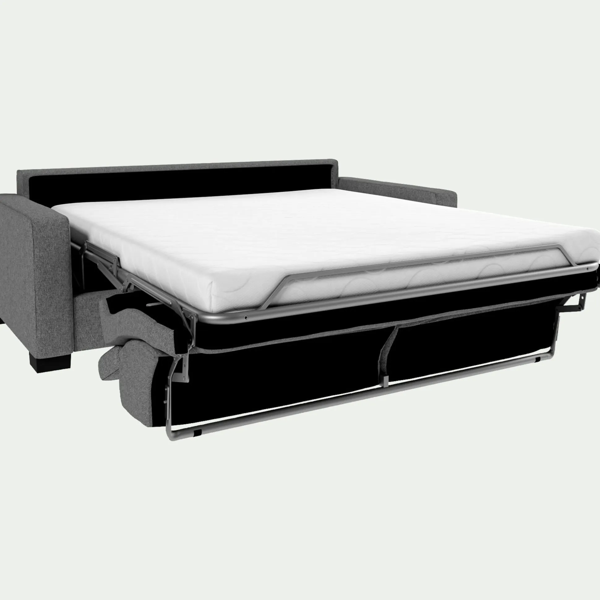 Canapé 3 places convertible en tissu pop avec accoudoirs 15cm - gris moyen