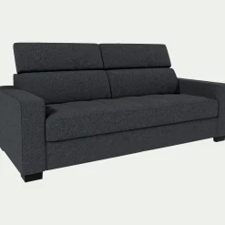 Canapé 3 places convertible en tissu pop avec matelas Bultex et accoudoirs 20cm - gris anthracite
