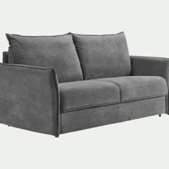 Canapé 3 places convertible en tissu avec matelas densité 35kg/m3 - gris restanque