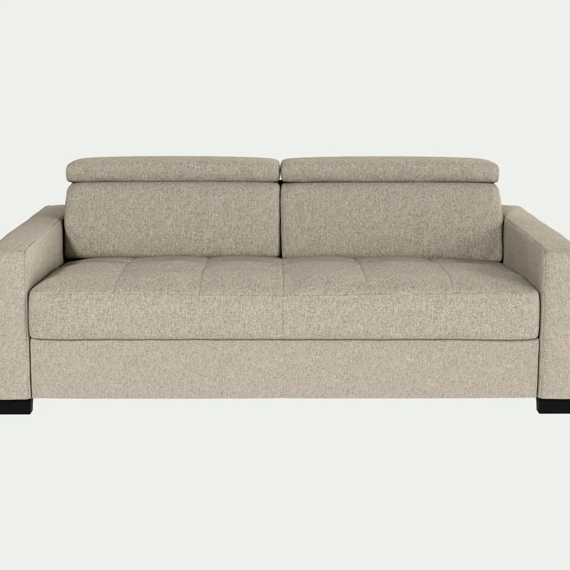 Canapé 3 places convertible en tissus pop avec accoudoirs 15cm - beige