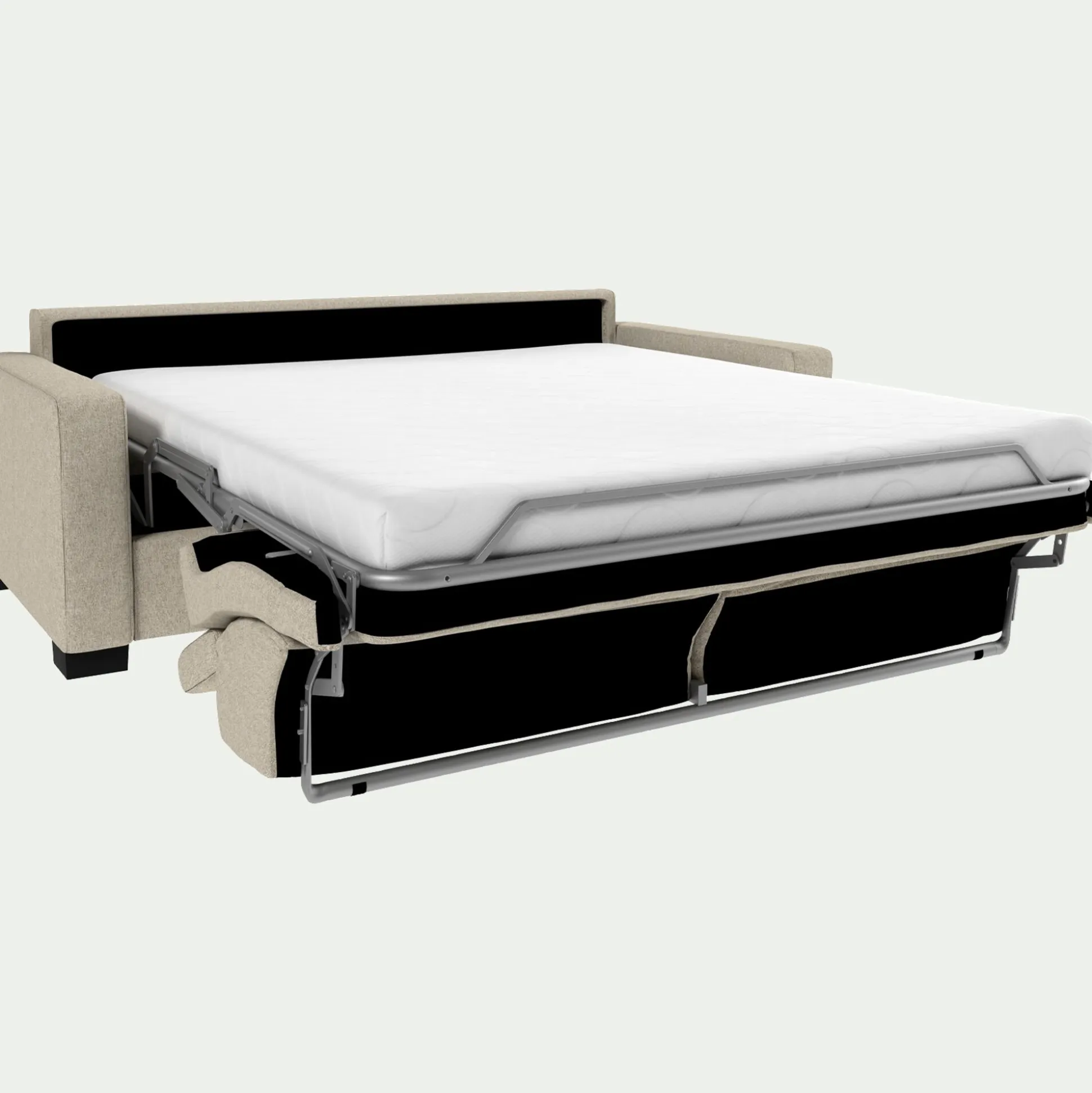 Canapé 3 places convertible en tissus pop avec accoudoirs 15cm - beige