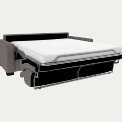 Canapé 3 places convertible en tissus pop avec accoudoirs 15cm - taupe