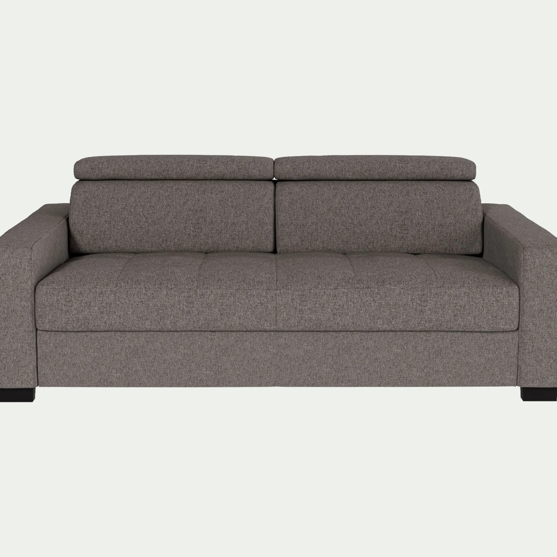 Canapé 3 places convertible en tissu pop avec matelas Bultex et accoudoirs 20cm - taupe