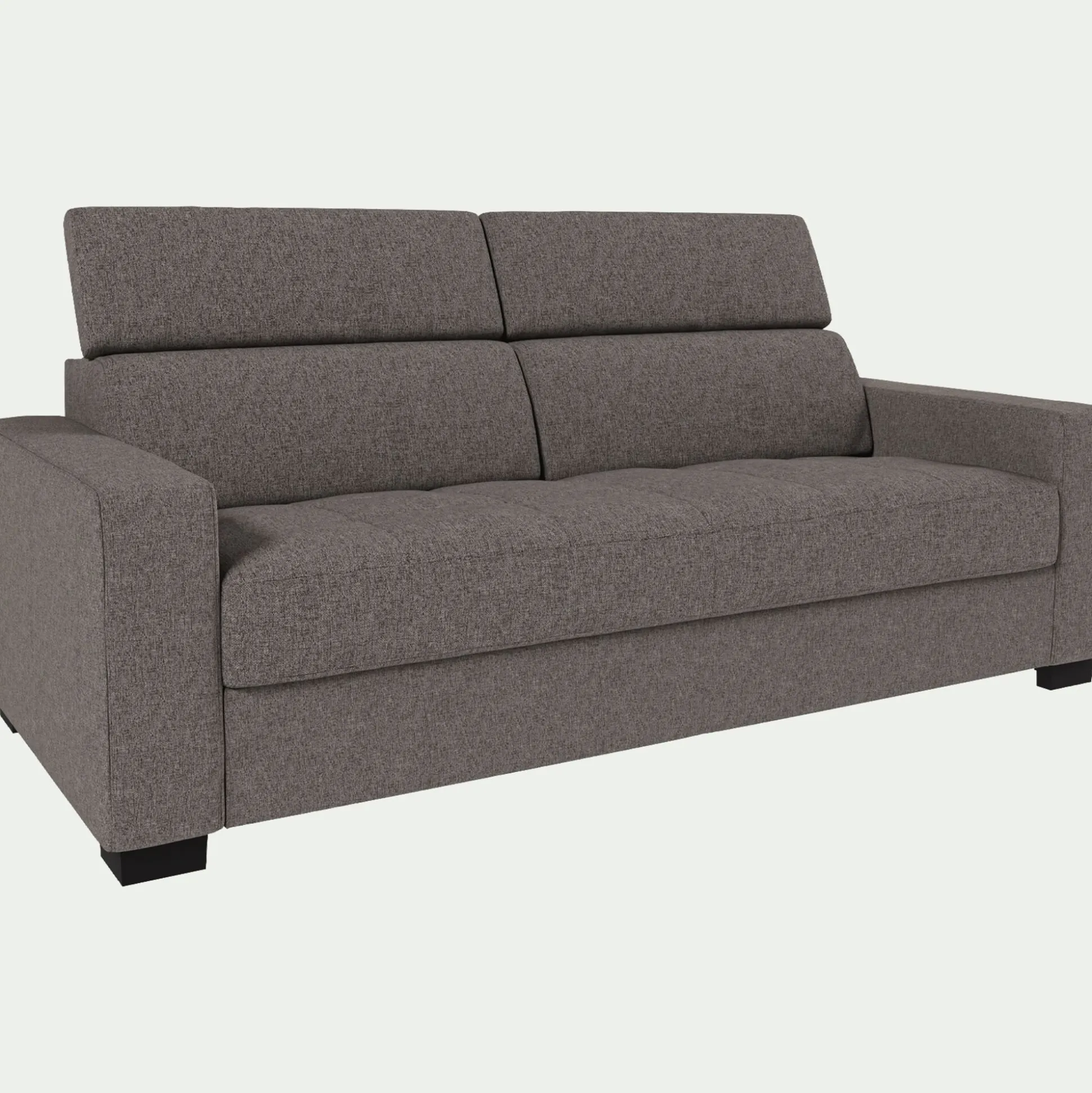 Canapé 3 places convertible en tissu pop avec matelas Bultex et accoudoirs 20cm - taupe
