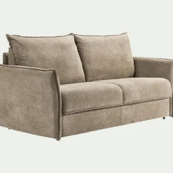 Canapé 3 places convertible en tissu avec matelas densité 35kg/m3 - beige roucas