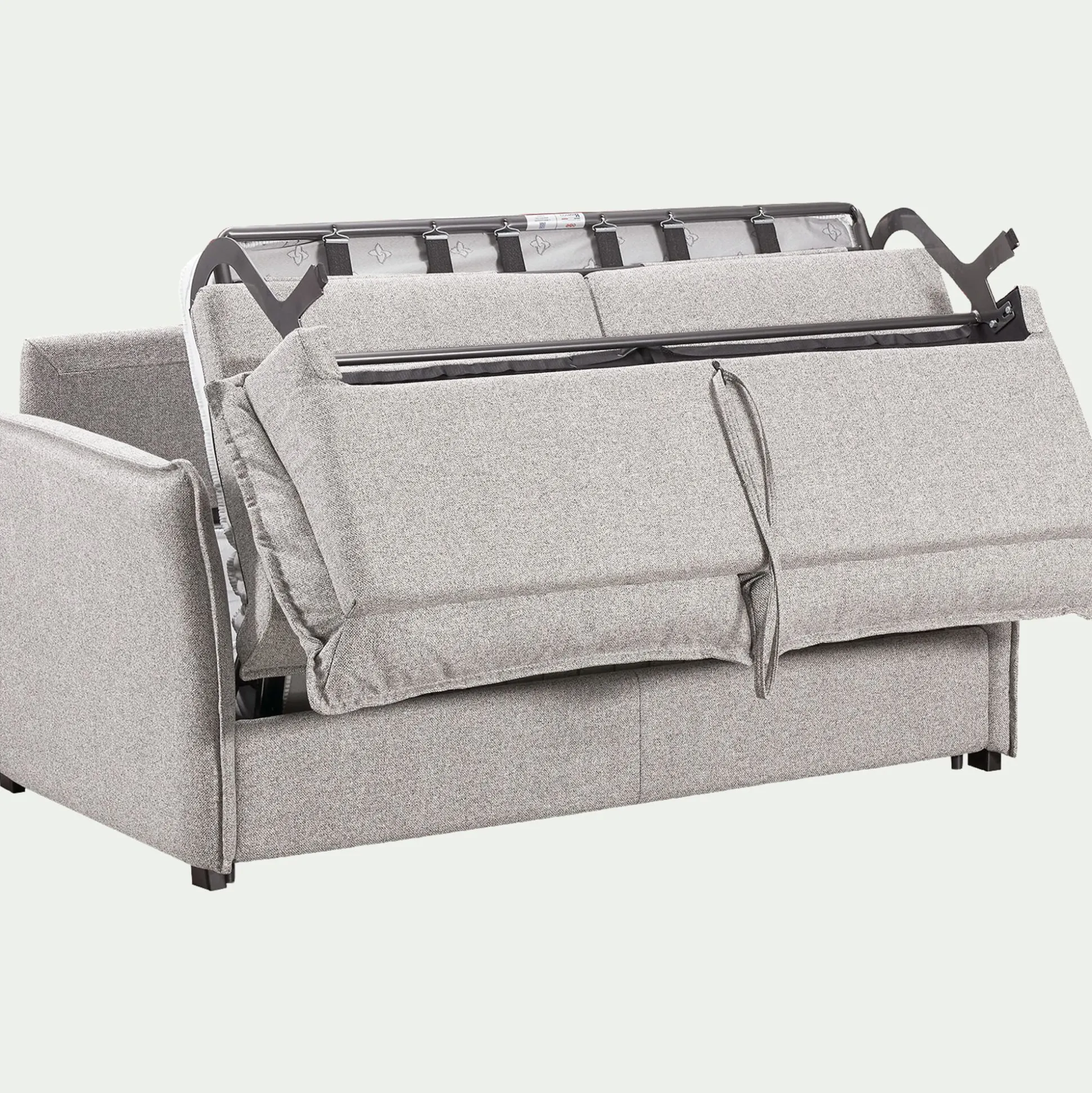 Canapé 3 places convertible en tissu Sogno avec matelas densité 35kg/m3 - gris borie