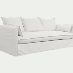 Canapé 4 places convertible en tissu wind - blanc écru
