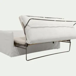 Canapé 4 places convertible en tissu wind - blanc écru