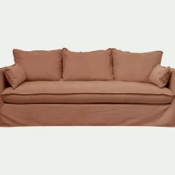 Canapé 4 places convertible en tissu wind - terracotta