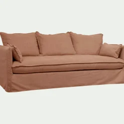 Canapé 4 places convertible en tissu wind - terracotta