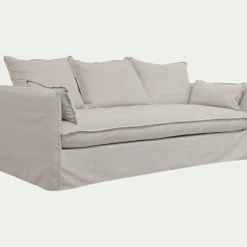 Canapé 4 places convertible en tissu wind - beige alpilles