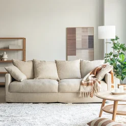 Canapé 4 places convertible en tissu - beige alpilles
