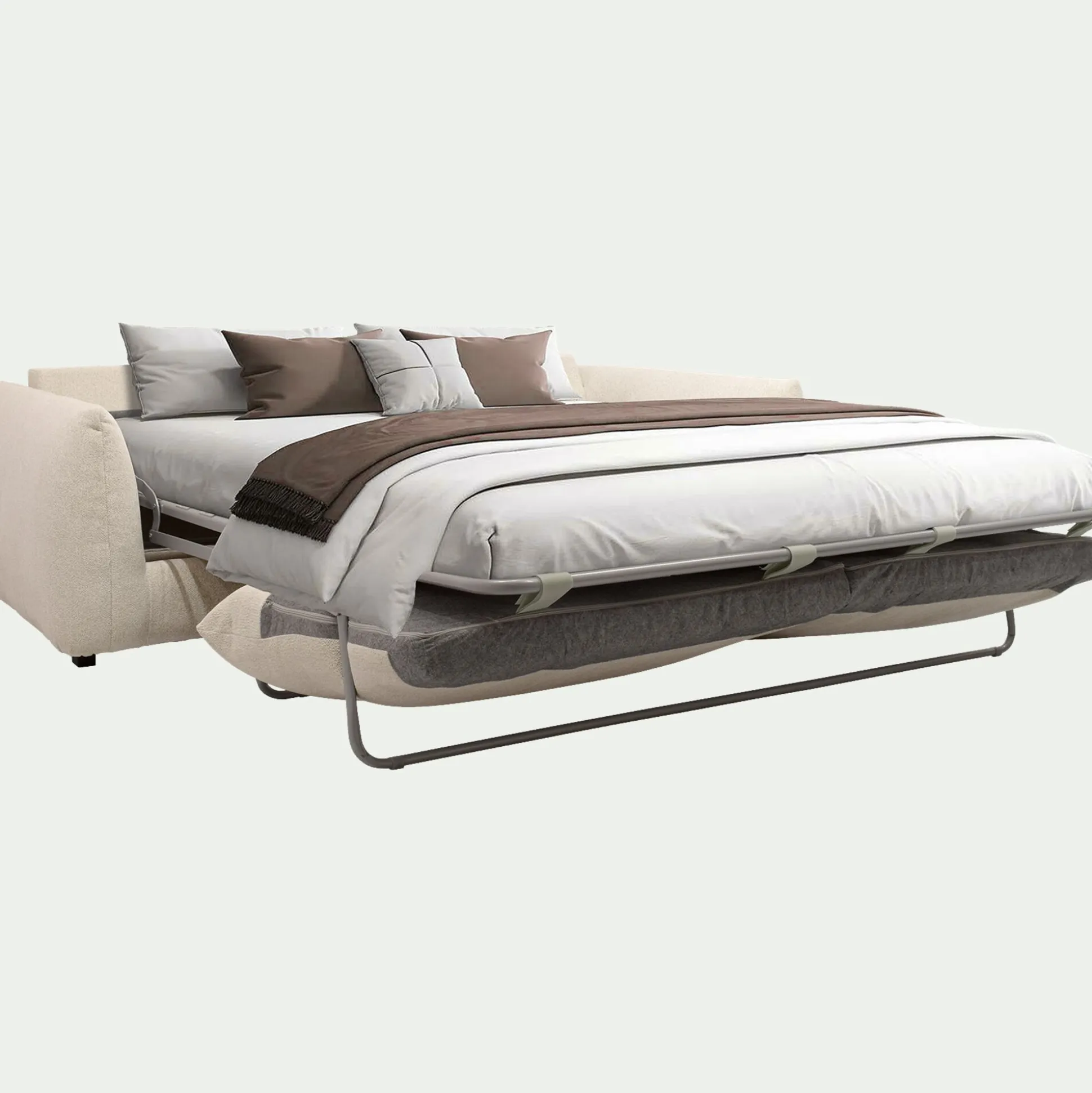 Canapé 4 places convertible en tissu Raven - blanc écru