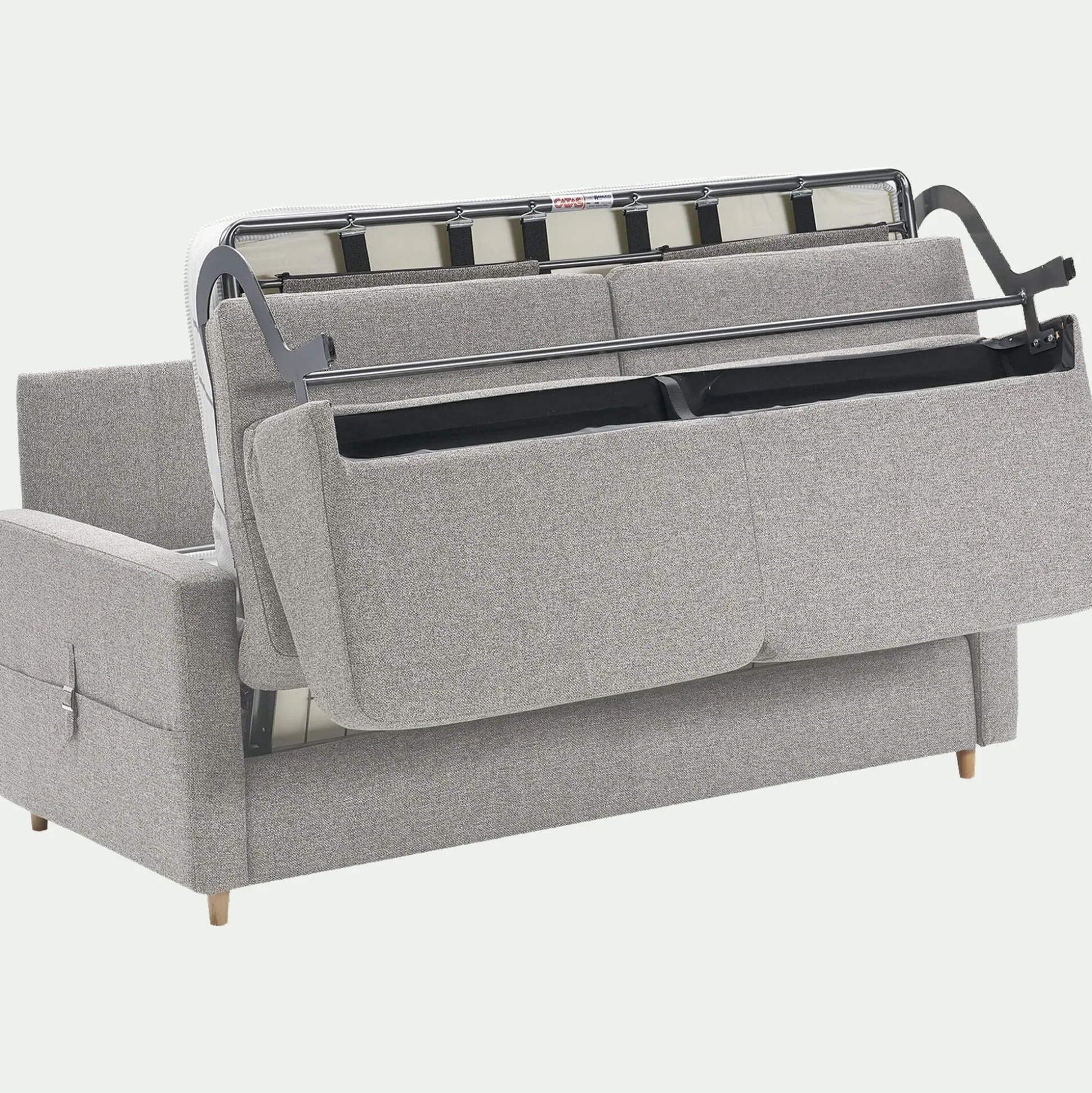 Canapé 4 places convertible en tissu matelas densité 25kg/m3 - gris borie