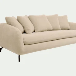 Canapé 4 places convertible en tissu - blanc écru