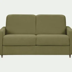 Canapé 4 places convertible en tissu Stella densité 25kg/m3 - vert cèdre