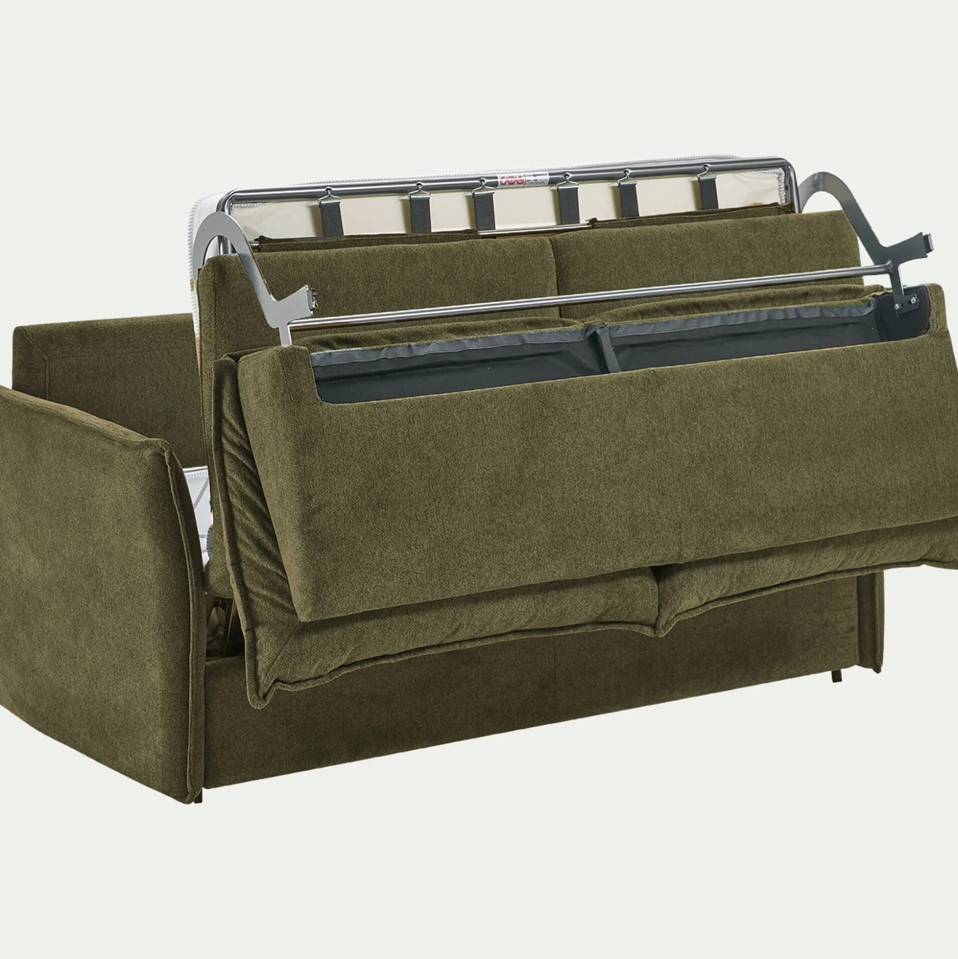 Canapé 4 places convertible en tissu avec matelas densité 35kg/m3 - vert cèdre