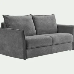 Canapé 4 places convertible en tissu avec matelas densité 35kg/m3 - gris restanque