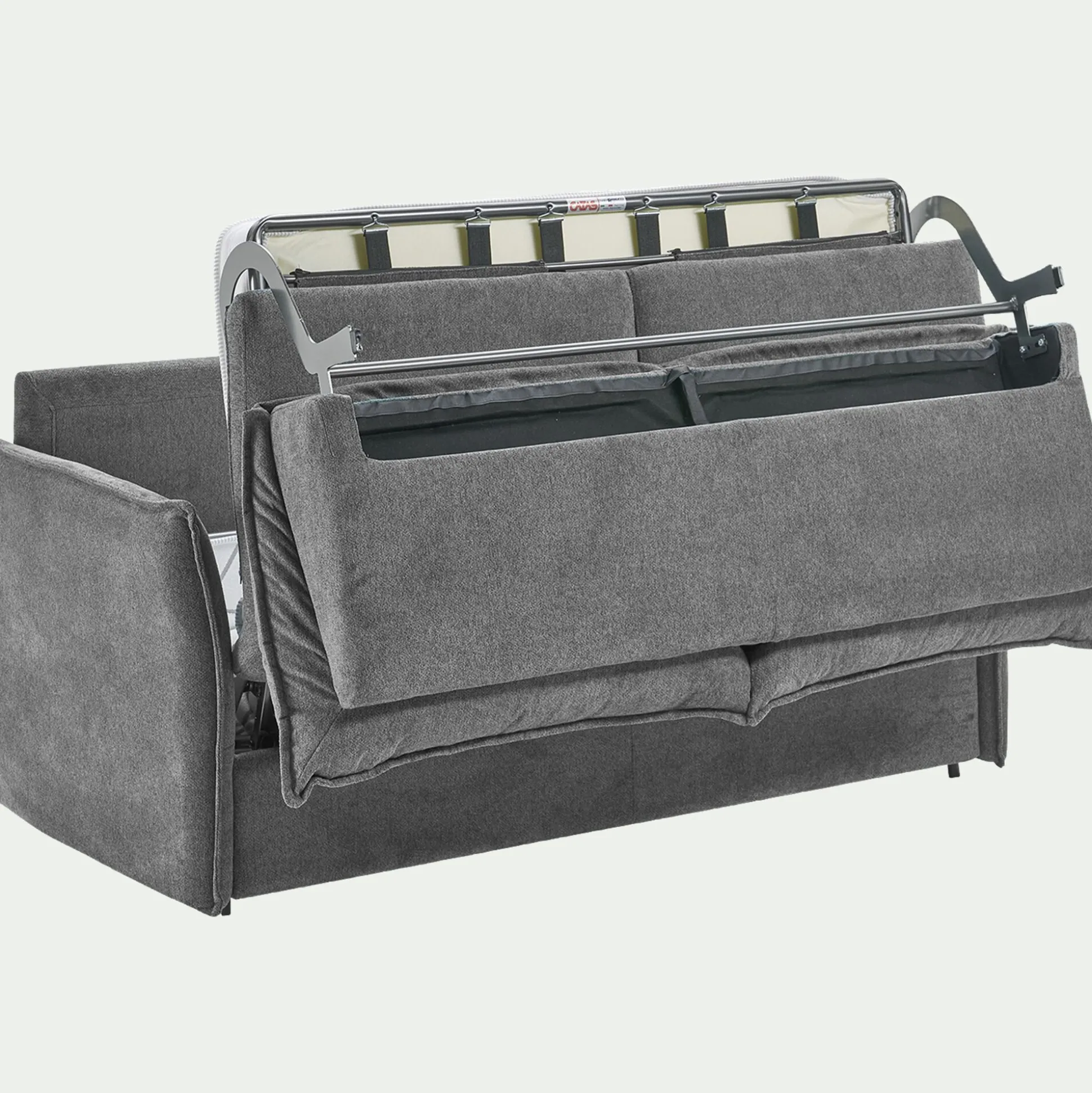 Canapé 4 places convertible en tissu avec matelas densité 35kg/m3 - gris restanque