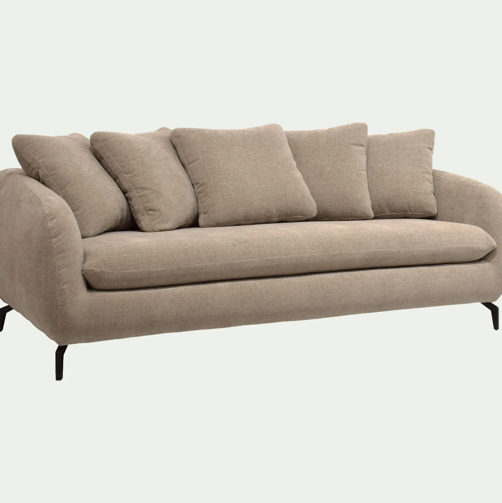 Canapé 4 places convertible en tissu doux tramé - beige