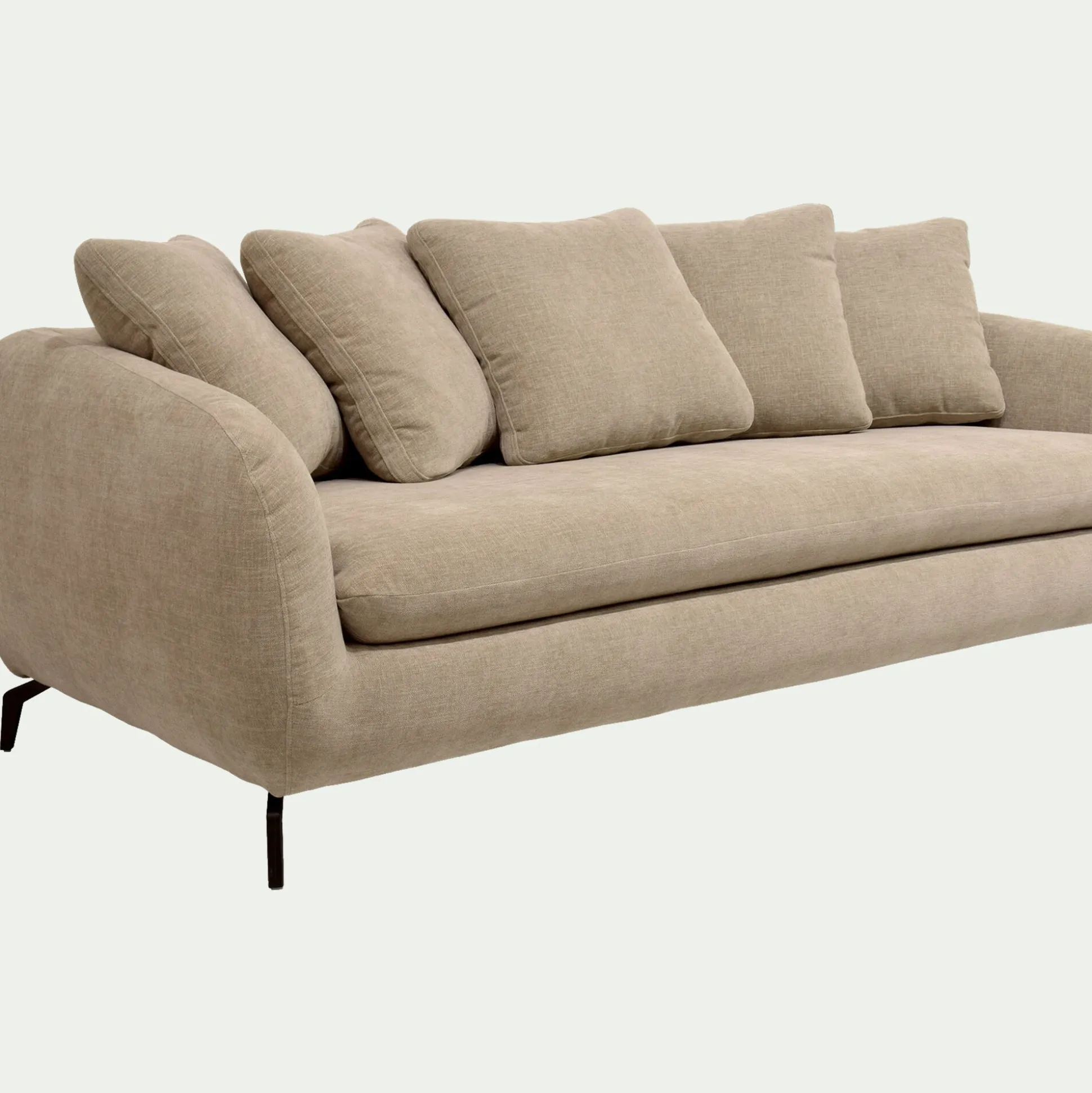 Canapé 4 places convertible en tissu doux tramé - beige