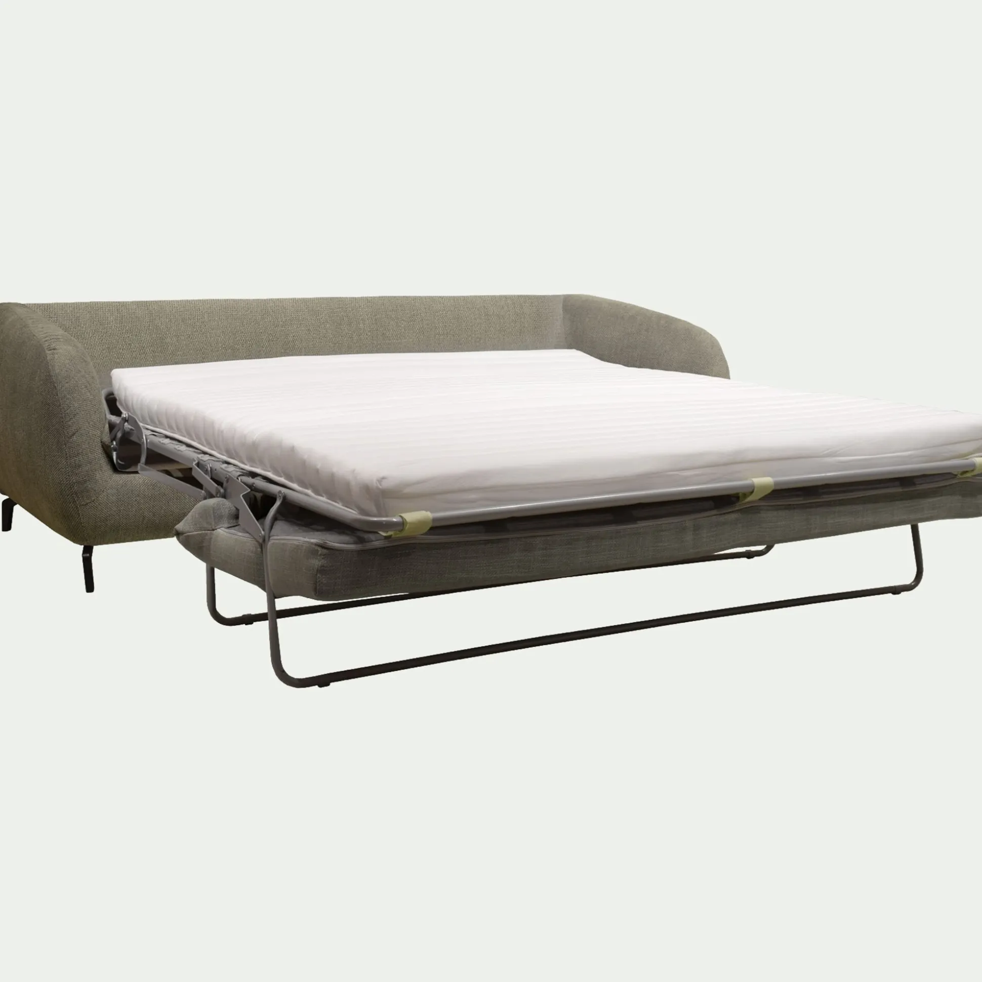 Canapé 4 places convertible en tissu doux - vert garrigue