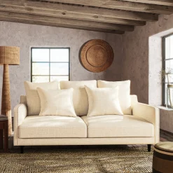 Canapé 3 places convertible en tissu - beige roucas