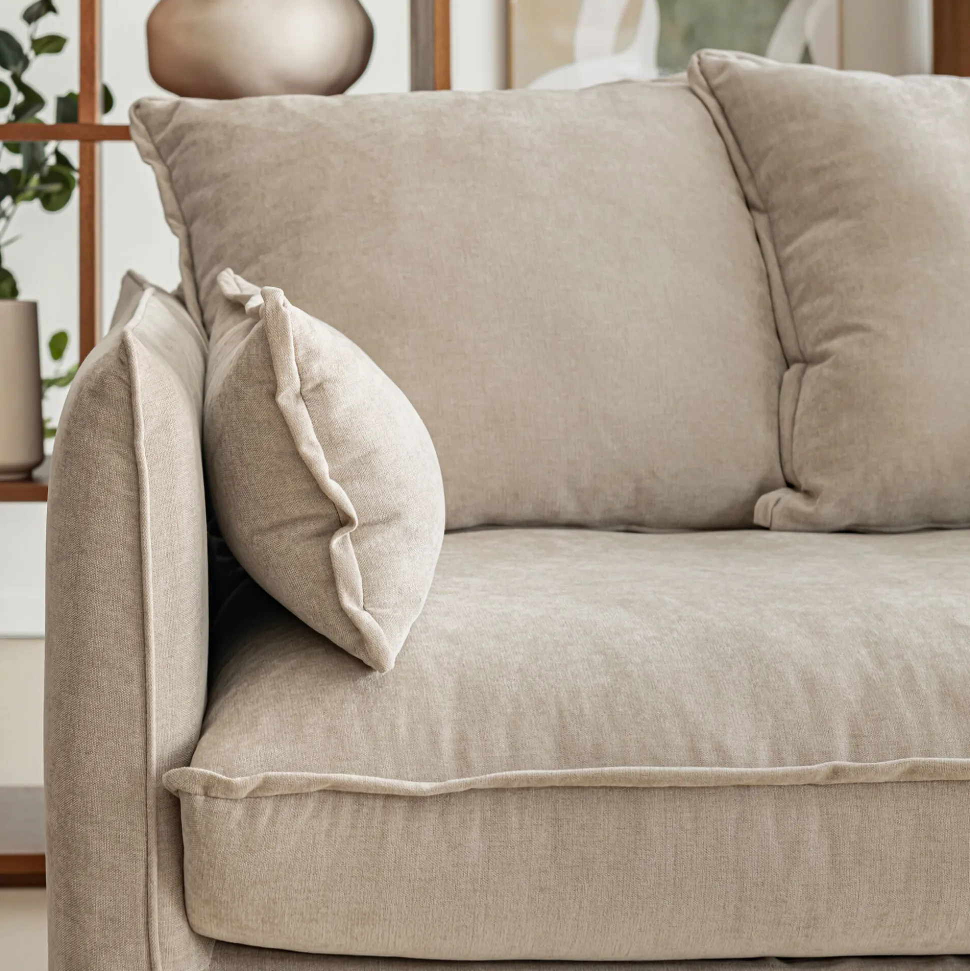 Canapé 3 places convertible en tissu wind - beige alpilles