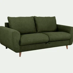 Canapé 3 places convertible en tissu - vert cèdre