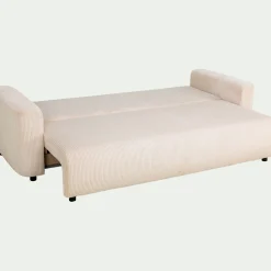 Canapé 4 places convertible en velours côtelé - beige roucas