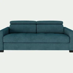 Canapé 3 places convertible matelas Bultex en tissu monclar avec accoudoirs 15cm - bleu niolon