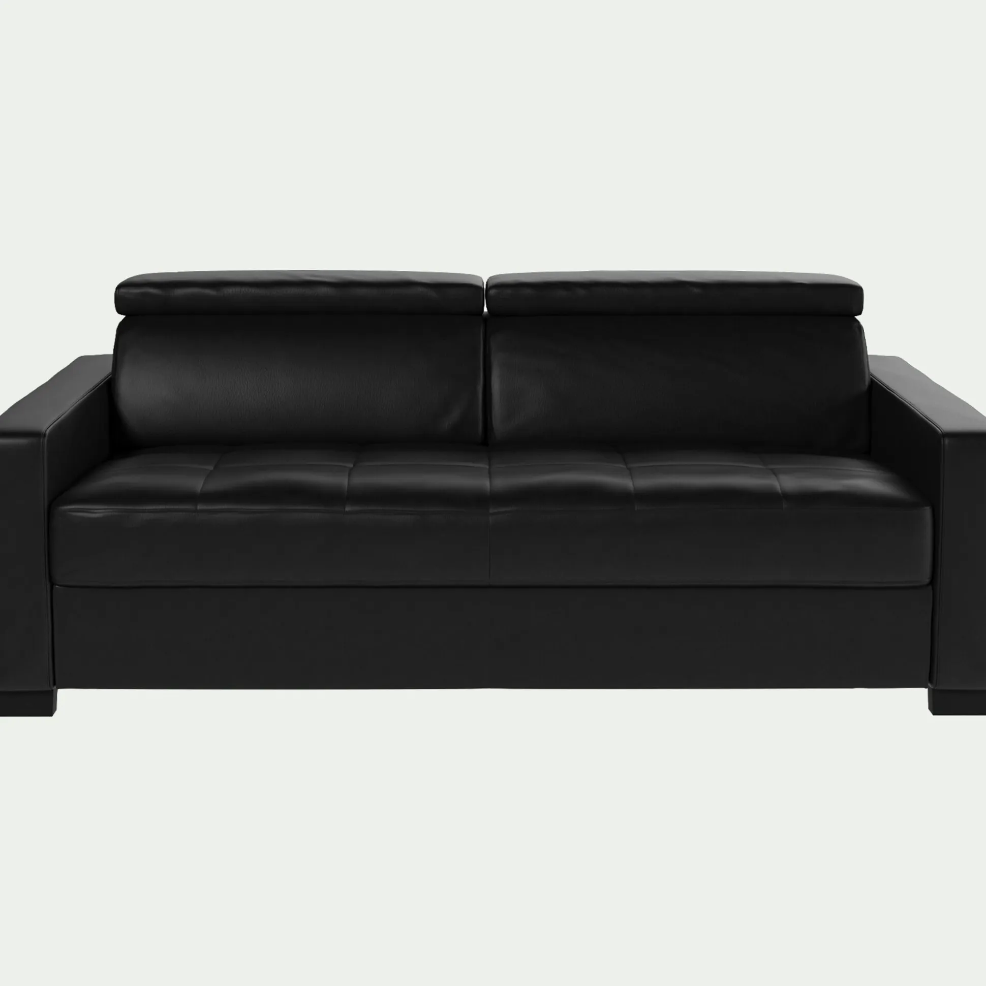 Canapé 3 places convertible matelas Bultex en cuir avec accoudoirs 15cm - noir