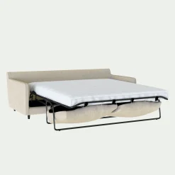 Canapé 4 places convertible matelas bultex en tissu mixte - beige alpilles