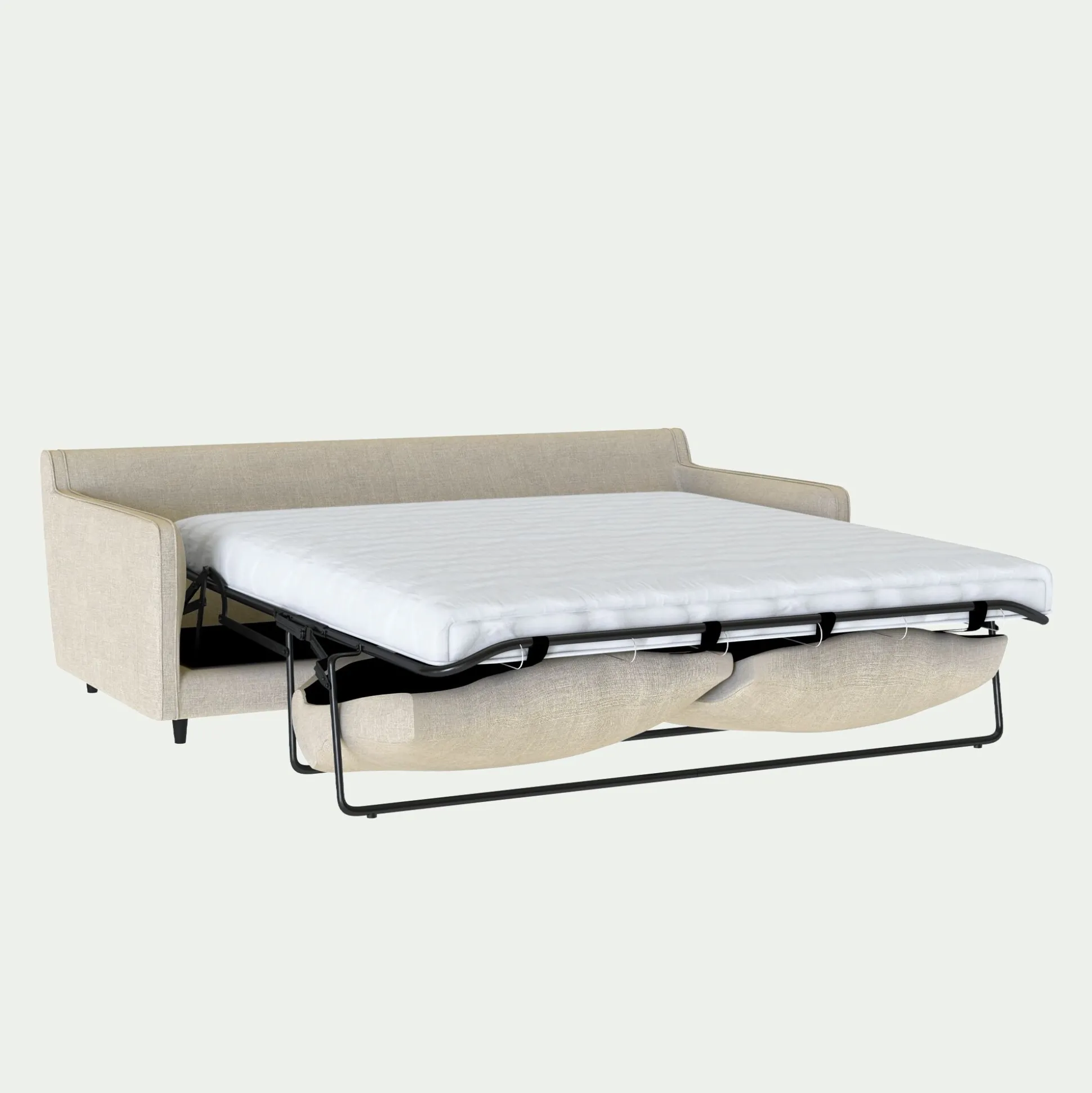 Canapé 4 places convertible matelas bultex en tissu mixte - beige alpilles